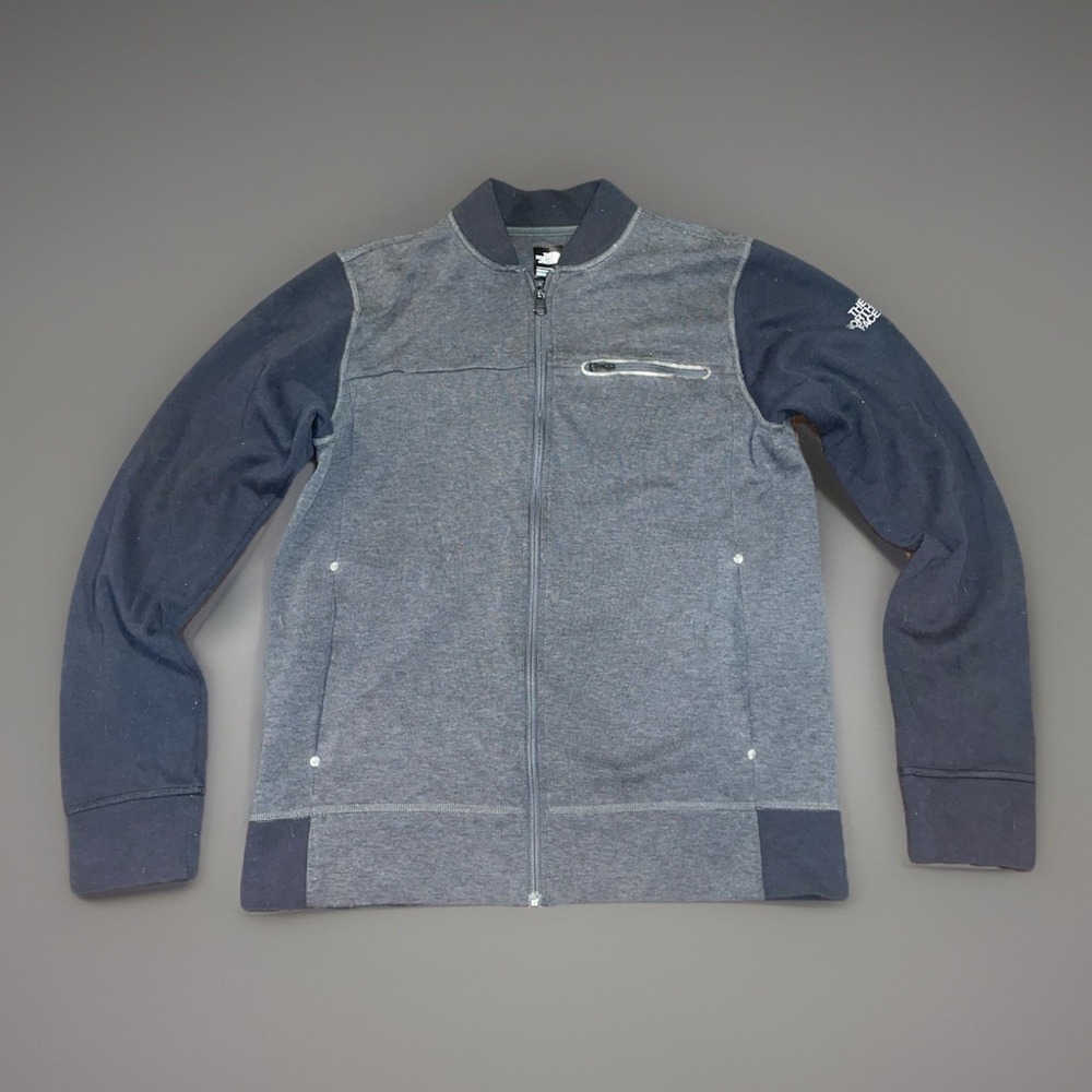 The North Face Mens Size Medium Full Zip Black/Charcoal Sweater Zip Pockets